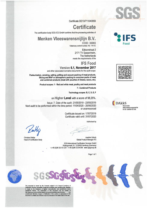 IFS Certification de Menken keuken